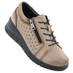 Women's leather openwork wedge shoes, beige, Vinceza 39977 To be categorized Your Sports Performance