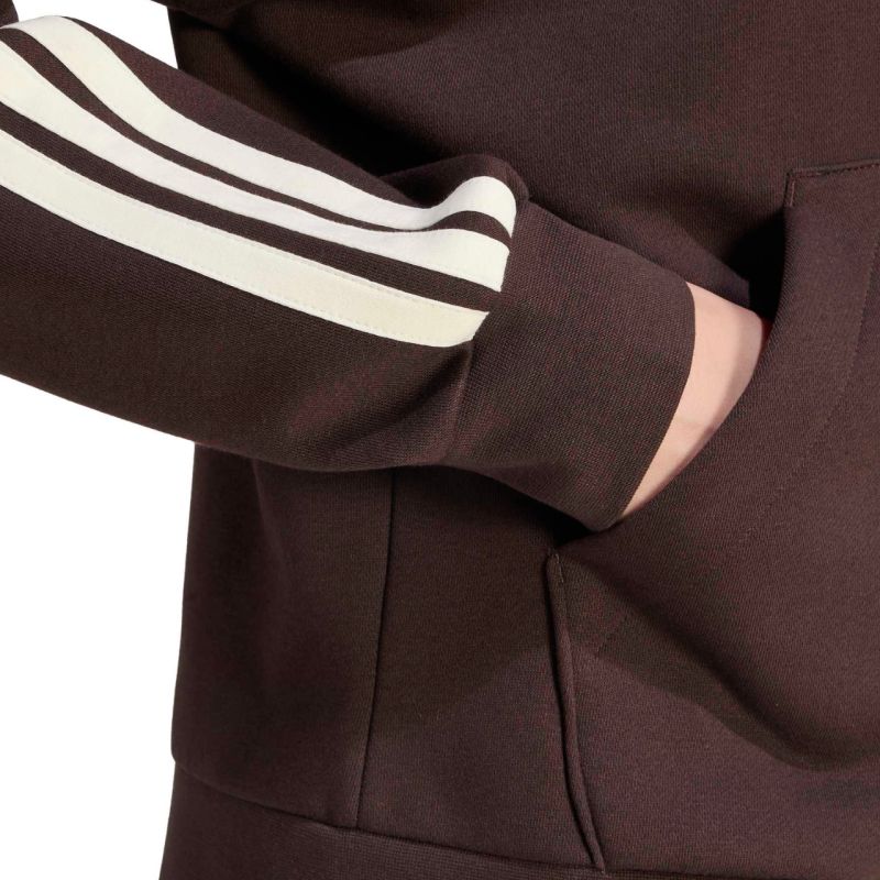 Women's adidas Essentials 3-Stripes Full-Zip Fleece Hoodie Brown KX0784