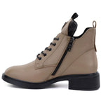 Beige women’s leather heeled ankle boots Vinceza 133145