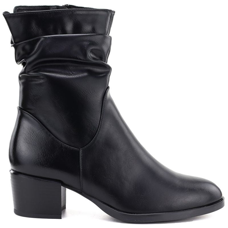 Women's high-heeled ankle boots with a gathered upper, black Vinceza 58682