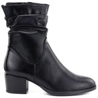 Women's high-heeled ankle boots with a gathered upper, black Vinceza 58682