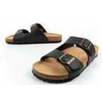 Bio Bio men's slippers, profiled flip-flops, natural leather, black Your Sports Performance