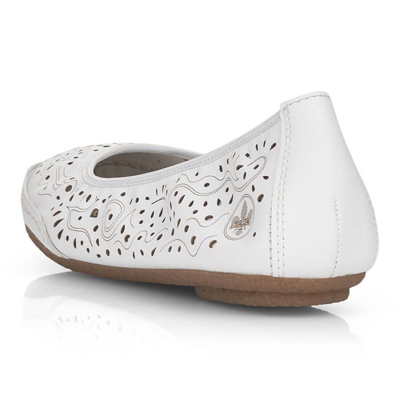 Rieker W RKR649 comfortable leather openwork shoes, white