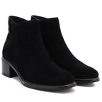 Women's leather ankle boots with a block heel, black Sergio Leone BT-52-S