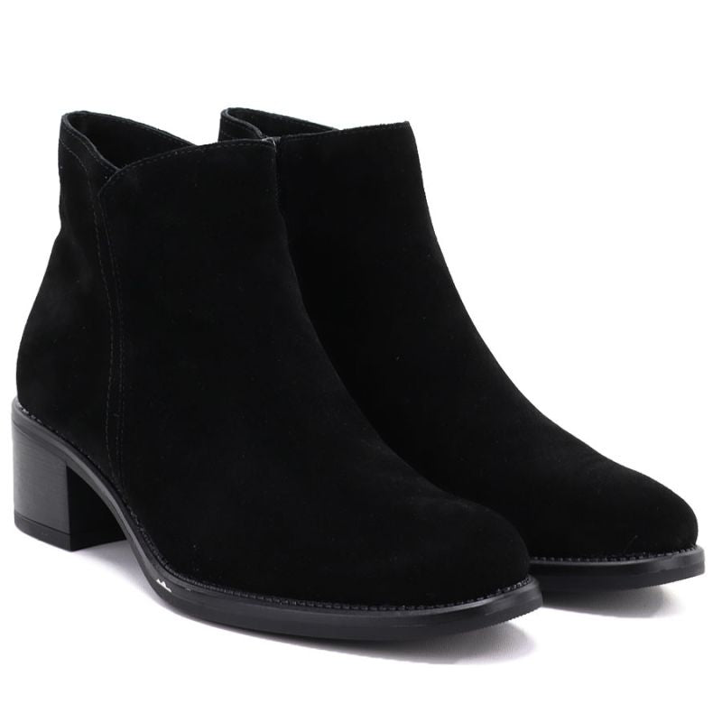 Women's leather ankle boots with a block heel, black Sergio Leone BT-52-S