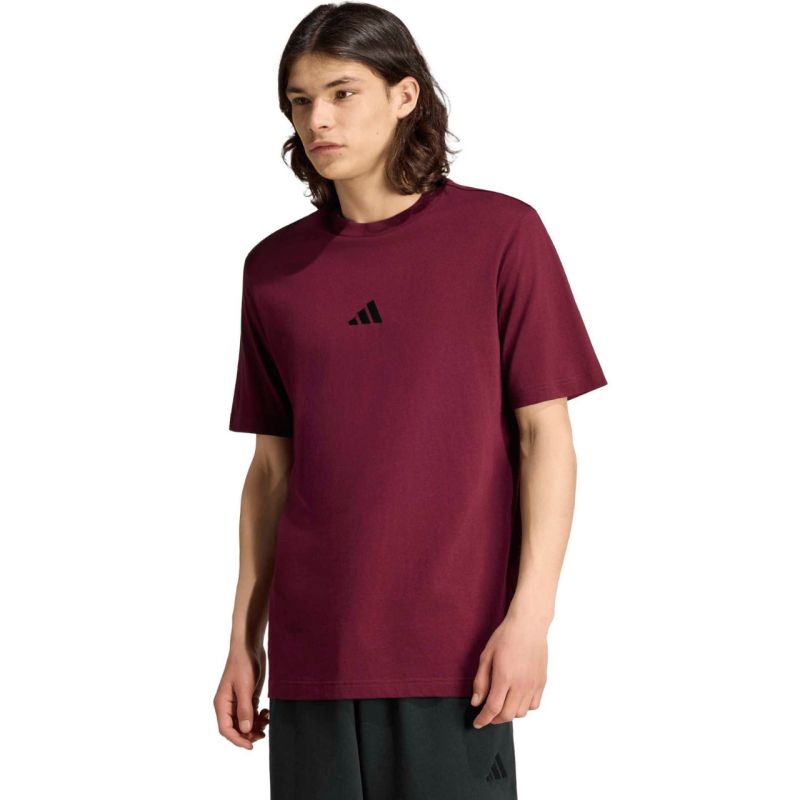 Men's adidas Essentials Small Logo Single Jersey Burgundy KF2403