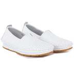 Women's leather slip-on shoes, white, S.Barski LR61-7051 To be categorized Your Sports Performance