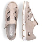 Rieker W RKR651 beige leather openwork shoes with velcro Footwear/Lifestyle/Rieker Your Sports Performance