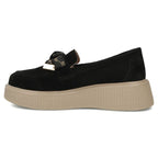 Women's leather suede platform shoes, black Filippo DP8293