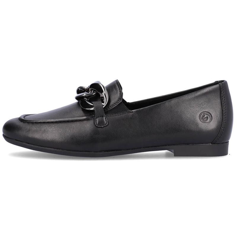 Comfortable leather shoes with a chain Remonte W RKR645, black