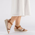 Rieker 61995-81 brown women's wedge sandals Rieker