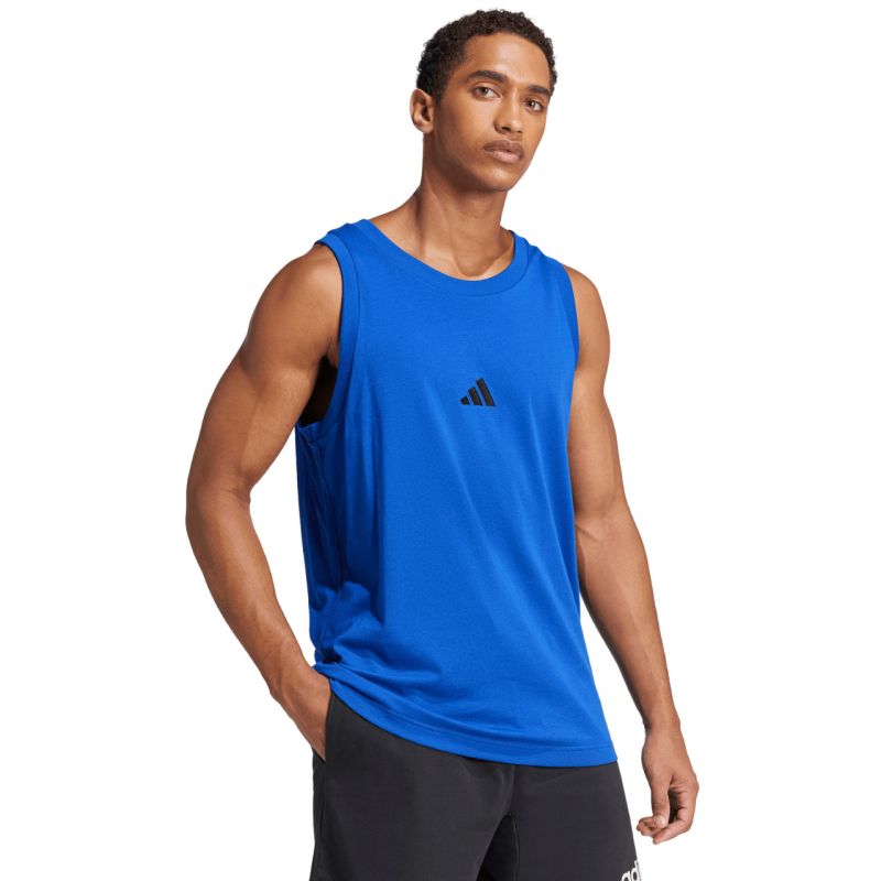 Men's adidas Essentials Small Logo Tank Blue JE8978