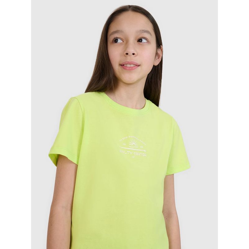 Girls' regular printed T-shirt 4F 4FJWSS25TTSHF1871-45S *Kategoria tymczasowa Your Sports Performance