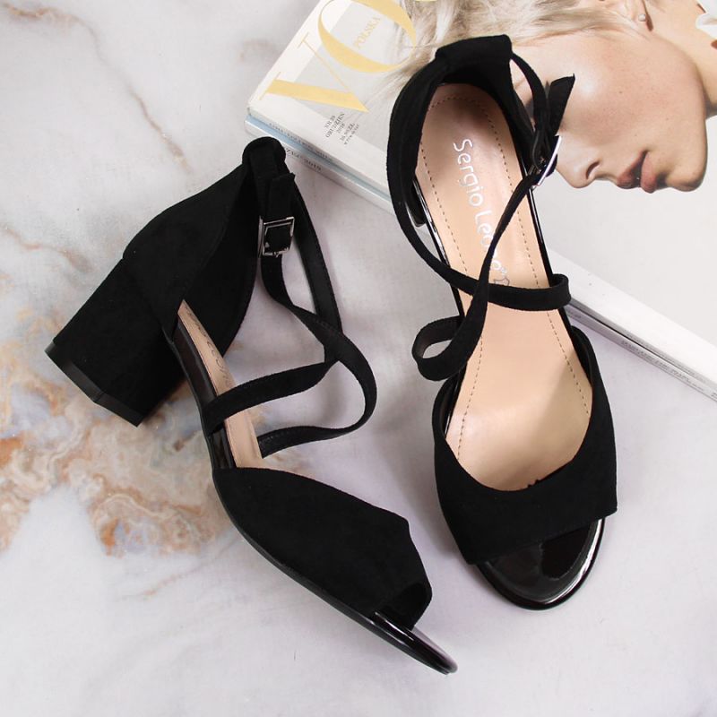 Sergio Leone W SK367A black block heel sandals