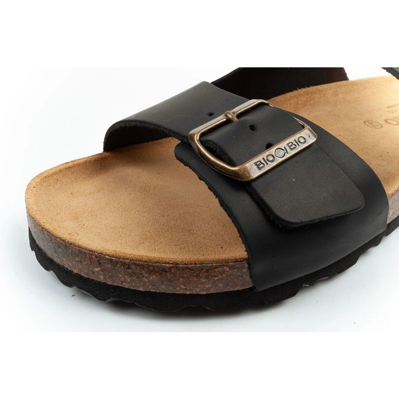 Bio Bio men's slippers, profiled flip-flops, natural leather, black Your Sports Performance