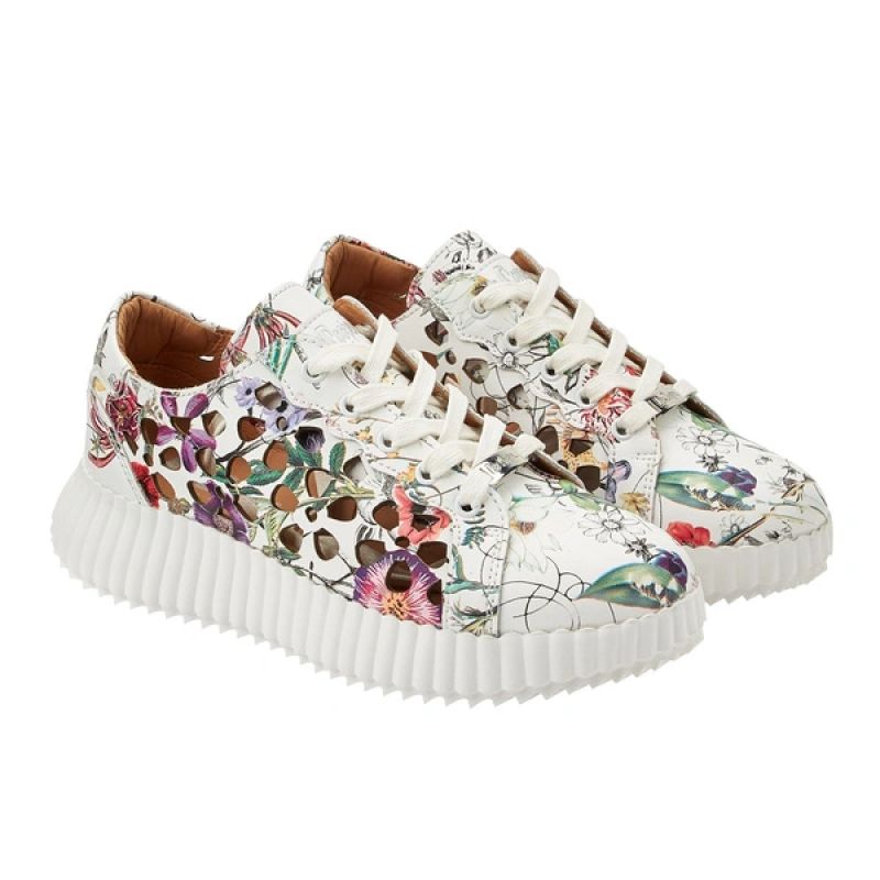 Lee Cooper women's lace sneakers beige platform Lee Cooper