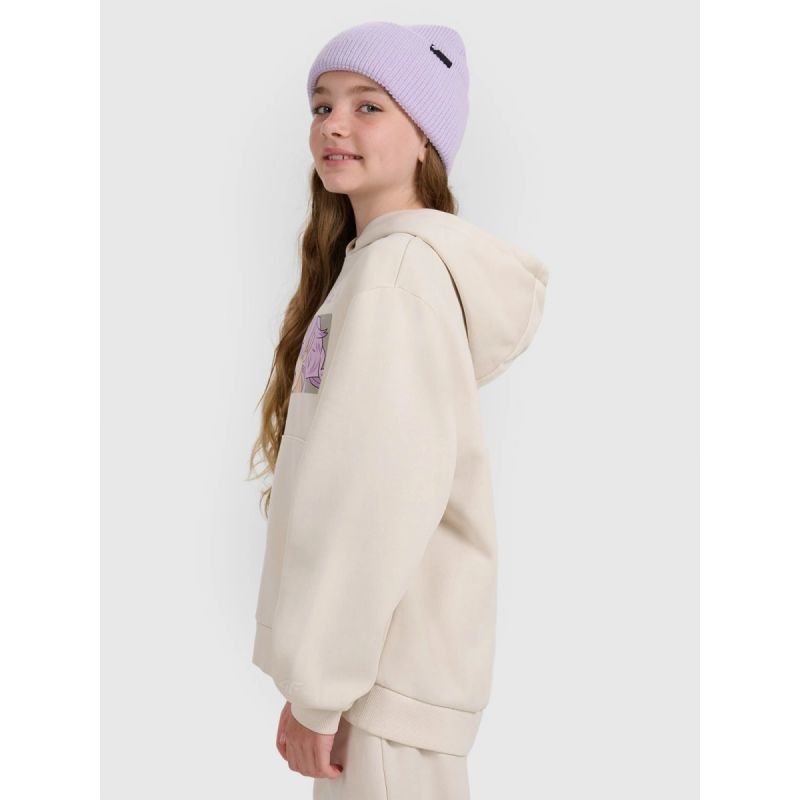 Girls' sweatshirt with hood, open, 4F 4FJRAW25TSWSF2294-11S *Kategoria tymczasowa Your Sports Performance
