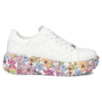 Leather platform sneakers with white floral print Filippo DP7507
