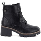 Women’s black leather block-heel ankle boots M.Daszyński OL77-3