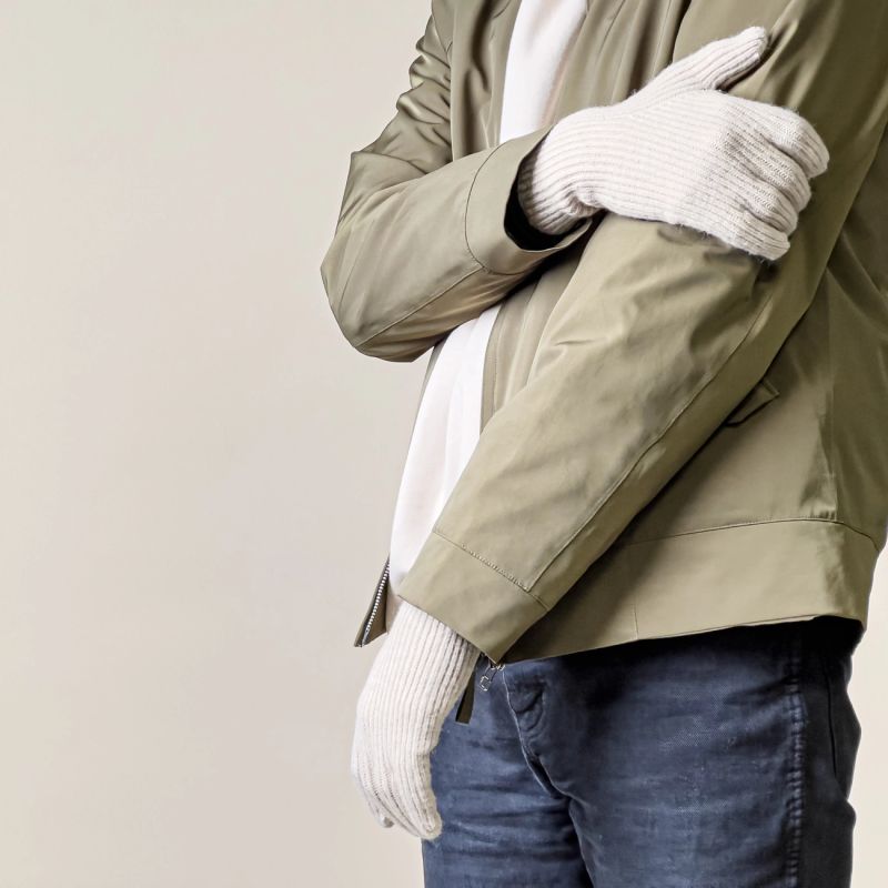 Braided telephone gloves with cutouts for fingers - beige Hurtel