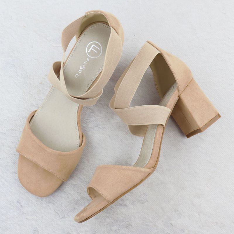 Women's slip-on sandals with a block heel, beige Filippo DS6920 Footwear Your Sports Performance