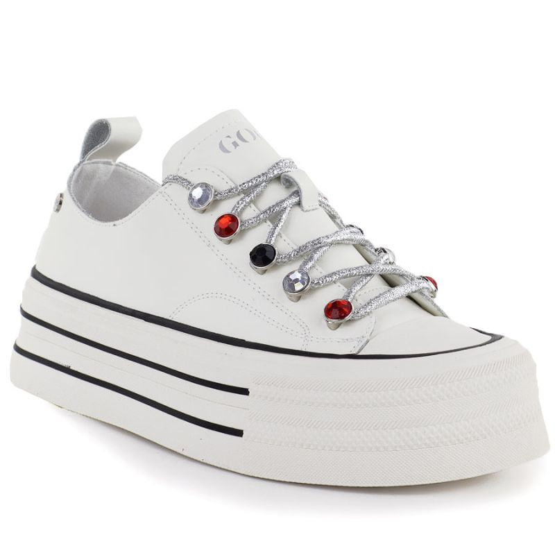 Women's leather sneakers on the platform white Goe T2N4072 Goe
