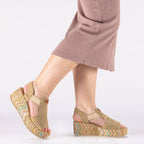 Women's beige wedge sandals Rieker 69472-60 Rieker