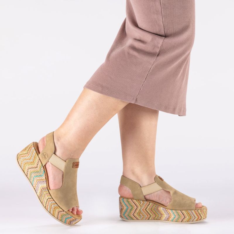 Women's beige wedge sandals Rieker 69472-60 Rieker