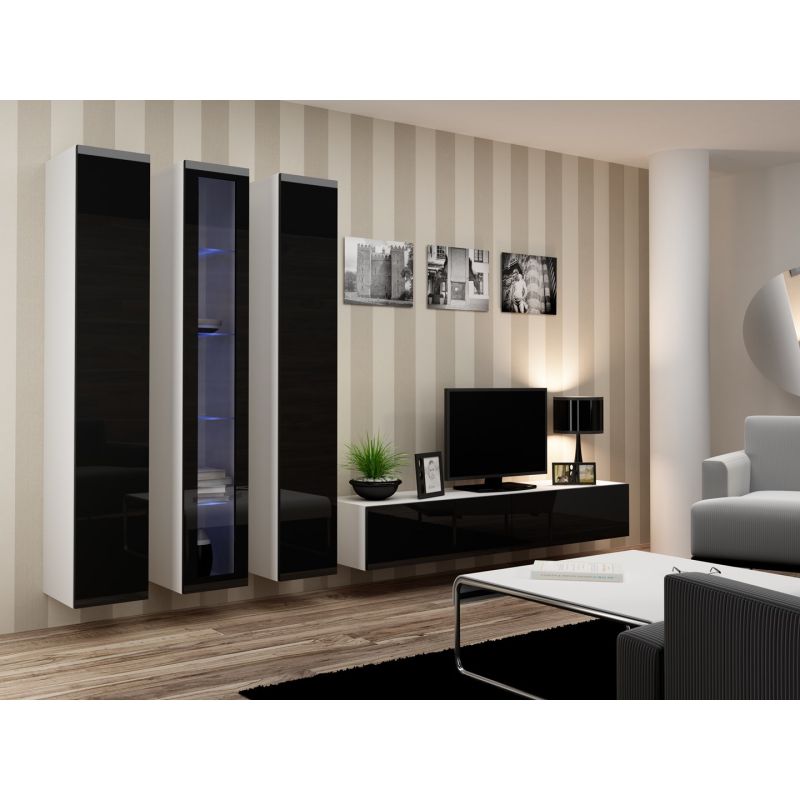 VIGO glass display cabinet '180' 180/40/30 white/black Bufety i witryny/Bufety i witryny na drewnianej podstawie Your Sports Performance