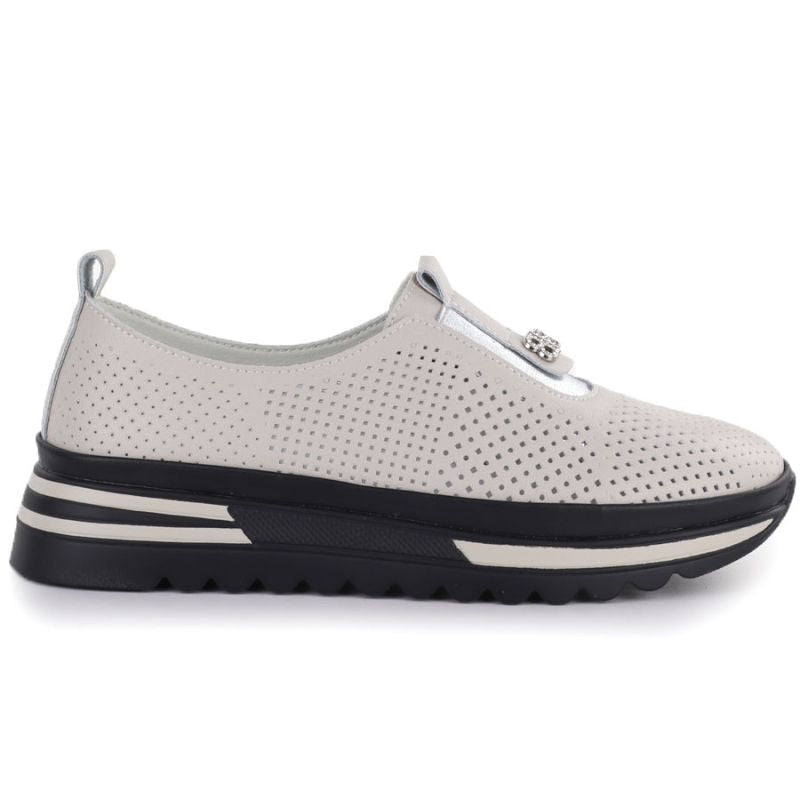 Women's leather openwork shoes on a beige platform S.Barski 7092 S.Barski