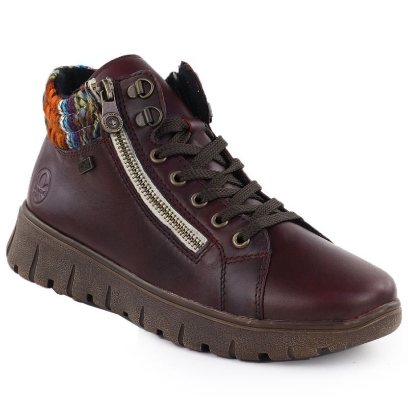 Women's leather ankle boots, burgundy, Rieker N1305-35 Footwear Your Sports Performance
