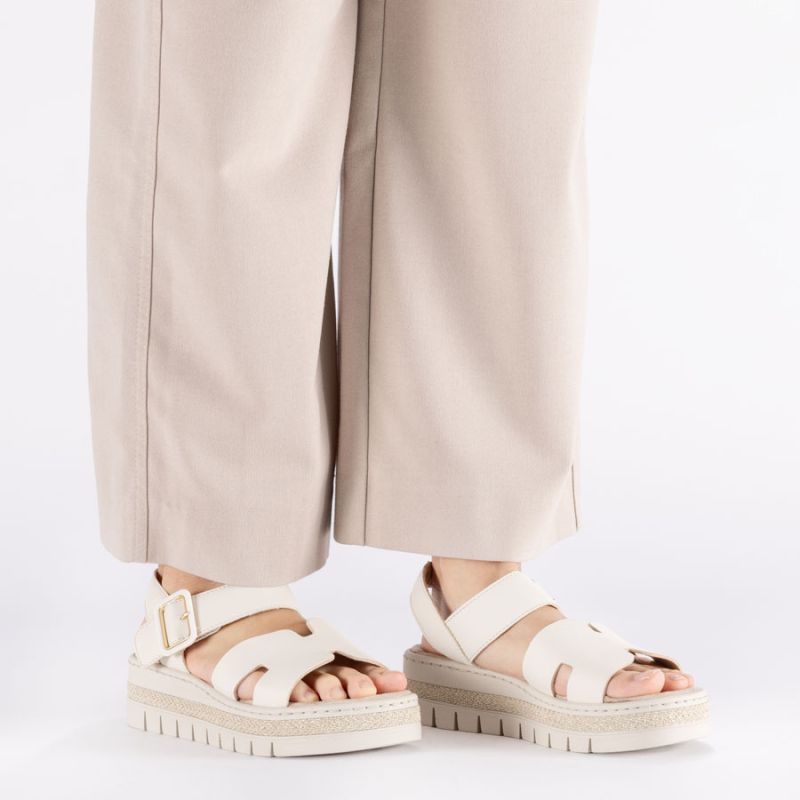 Women's beige wedge sandals Rieker V4952-60 Rieker
