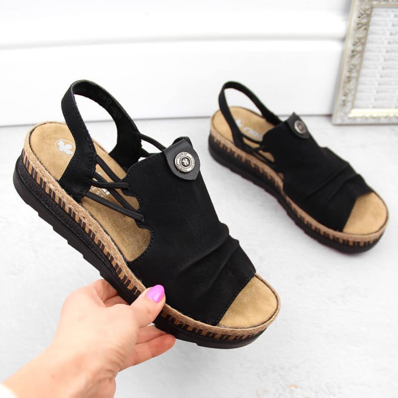 Comfortable Rieker W RKR677 black sandals Footwear/Lifestyle/Rieker Your Sports Performance