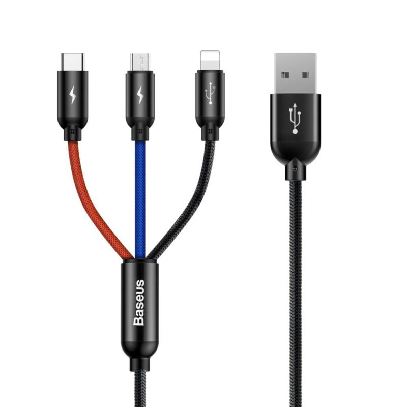 BASEUS USB CABLE 3IN1 USB-C / LIGHTNING / MICRO 3A Kable i adaptery/Kable USB Your Sports Performance