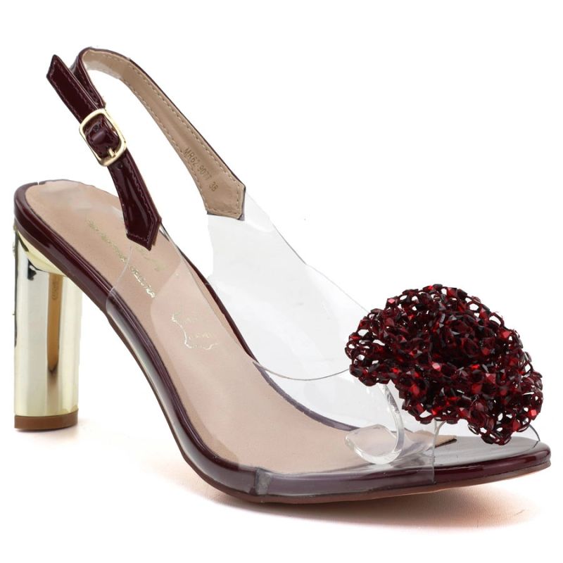 Burgundy Transparent Heeled Sandals D&A MR62-9077