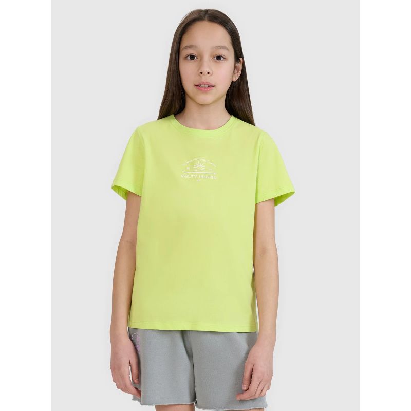 Girls' regular printed T-shirt 4F 4FJWSS25TTSHF1871-45S *Kategoria tymczasowa Your Sports Performance