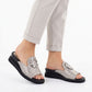 Women's silver low wedge flip-flops M.Daszyński MR2267-7 M. Daszyński