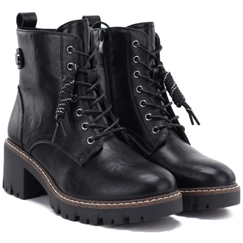 Women’s black leather block-heel ankle boots M.Daszyński OL77-3