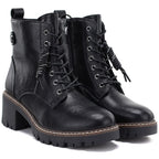 Women’s black leather block-heel ankle boots M.Daszyński OL77-3