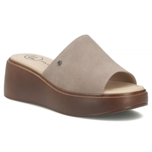 Filippo DK7798 Women's Taupe Leather Slides Filippo