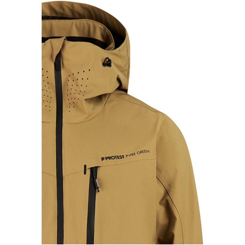 Men’s PROTEST PRTTIMOTHY hooded ski/snowboard jacket with zip, brown