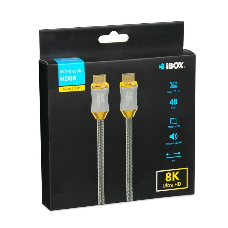 HDMI CABLE I-BOX HD08 HDMI 2.1 8K, 2M Kable i adaptery/Kable HDMI Your Sports Performance