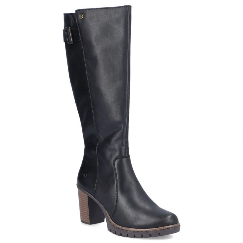 Black women's leather heeled boots Rieker Y2581-00