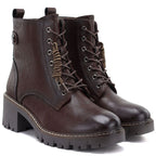 Brown Women’s Leather Block-Heel Ankle Boots M.Daszyński OL77-3