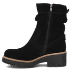 Women's leather ankle boots, ruffled, black, Filippo DBT6402