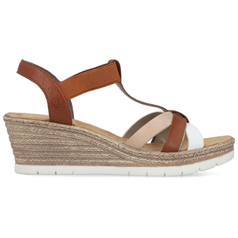 Rieker 61995-81 brown women's wedge sandals Rieker