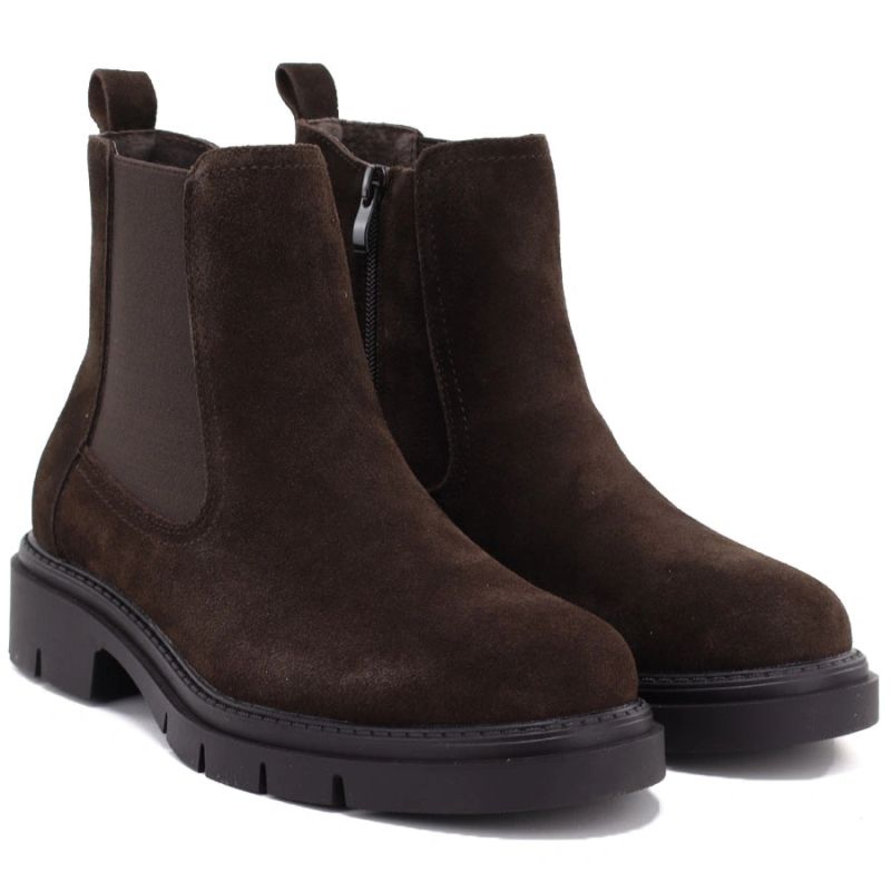 Women's leather ankle boots, suede, chocolate, Sergio Leone BT-01-S