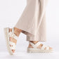 Women's beige wedge sandals Rieker V4952-60 Rieker