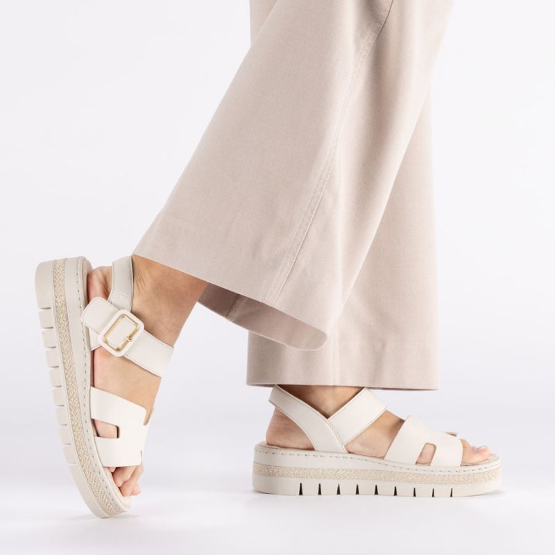 Women's beige wedge sandals Rieker V4952-60 Rieker