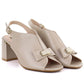 Women's beige Jezzi RMR25112-3 block heel sandals with bow Jezzi